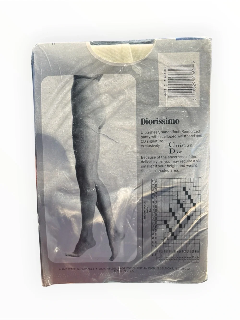 Vintage CHRISTIAN DIOR Pantyhose Ultrasheer Alabaster Stockings Sz 2 Stockings